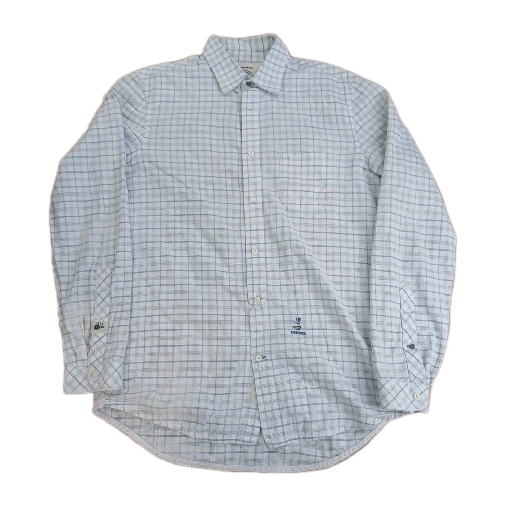 Diesel Men's Small Striped Button-Up Shirt Cotton